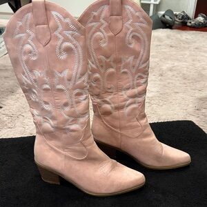 Pink Western Embroidered Women's Boots